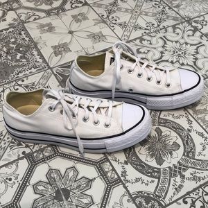 White Converse platform low tops